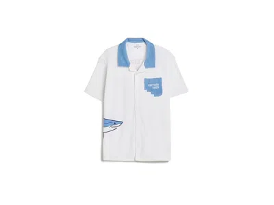 Vineyard Vines Shark Terry Towel Shirt (toddler/little Kid/big Kid) Boy's Clothing White Cap: Lg (16 Big Kid) In Blue