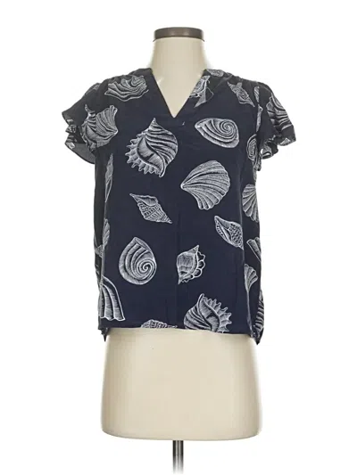 Pre-owned Vineyard Vines Short Sleeve Blouse In Blue