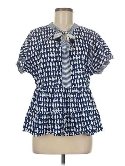 Pre-owned Vineyard Vines Short Sleeve Blouse In Blue