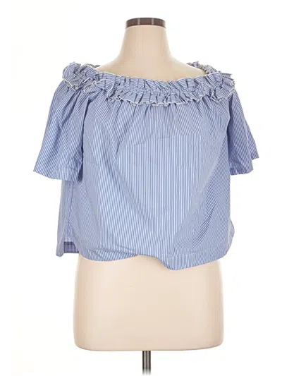Pre-owned Vineyard Vines Short Sleeve Blouse In Blue