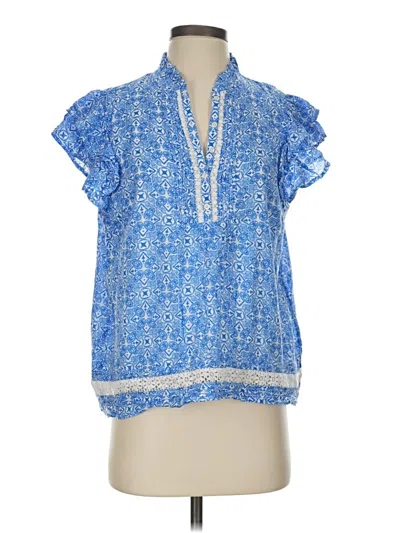 Pre-owned Vineyard Vines Short Sleeve Blouse In Blue