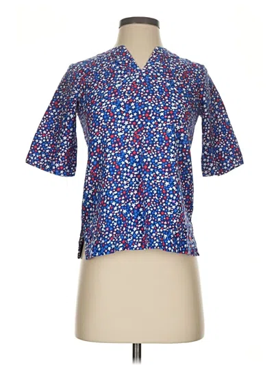 Pre-owned Vineyard Vines Short Sleeve Blouse In Blue