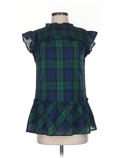 Pre-owned Vineyard Vines Short Sleeve Blouse In Green