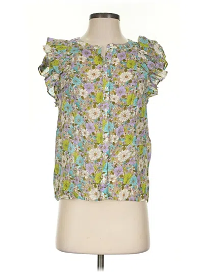 Pre-owned Vineyard Vines Short Sleeve Blouse In Green