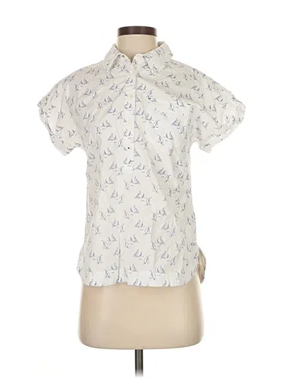 Pre-owned Vineyard Vines Short Sleeve Blouse In Ivory