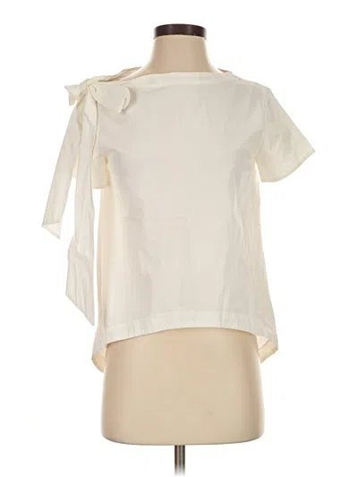 Pre-owned Vineyard Vines Short Sleeve Blouse In Ivory