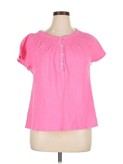 Pre-owned Vineyard Vines Short Sleeve Blouse In Pink