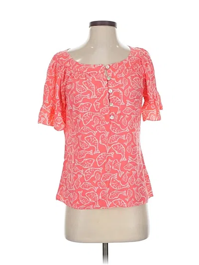 Pre-owned Vineyard Vines Short Sleeve Blouse In Pink