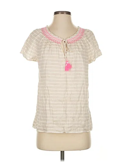 Pre-owned Vineyard Vines Short Sleeve Blouse In White