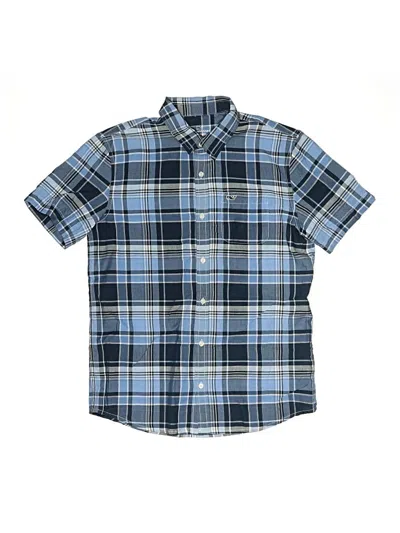 Pre-owned Vineyard Vines Kids' Short Sleeve Button Down Shirt In Blue