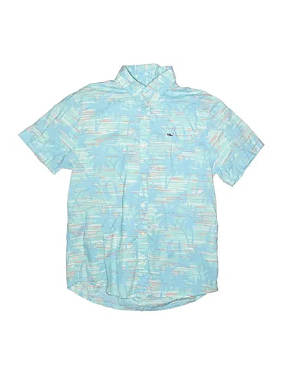 Pre-owned Vineyard Vines Kids' Short Sleeve Button Down Shirt In Blue