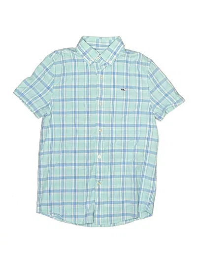 Pre-owned Vineyard Vines Kids' Short Sleeve Button Down Shirt In Green