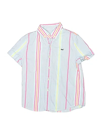 Pre-owned Vineyard Vines Kids' Short Sleeve Button Down Shirt In Silver