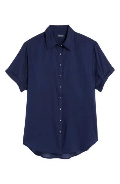 Vineyard Vines Short Sleeve Cotton Blend Button-up Shirt In Nautical Navy