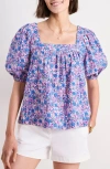 Vineyard Vines Short Sleeve Cotton Seersucker Top In Helen Floral Sm