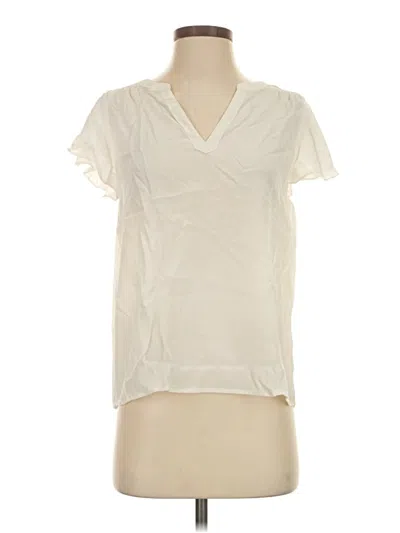 Pre-owned Vineyard Vines Short Sleeve Silk Top Ivory V-neck Tops