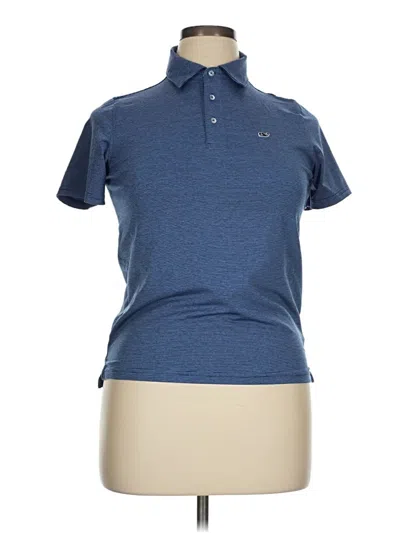 Pre-owned Vineyard Vines Short Sleeve Top Blue Collared Neckline Tops