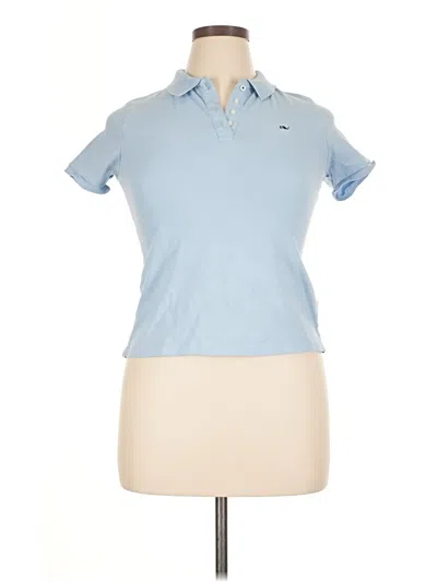 Pre-owned Vineyard Vines Short Sleeve Top Blue Collared Neckline Tops