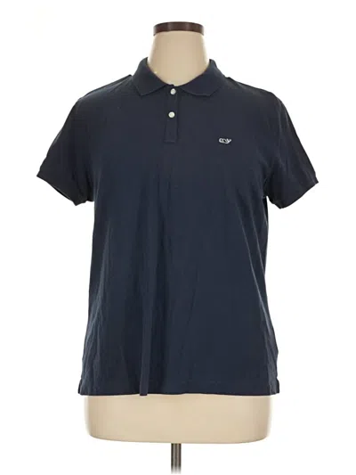 Pre-owned Vineyard Vines Short Sleeve Top Blue Collared Neckline Tops