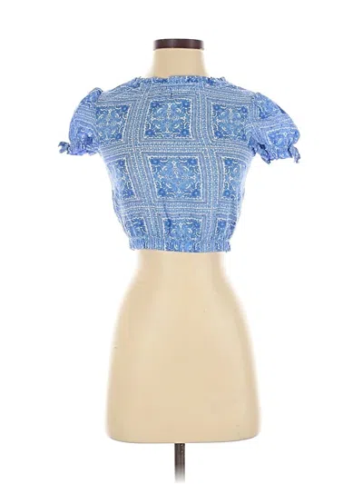 Pre-owned Vineyard Vines Short Sleeve Top Blue Mock Neckline Tops