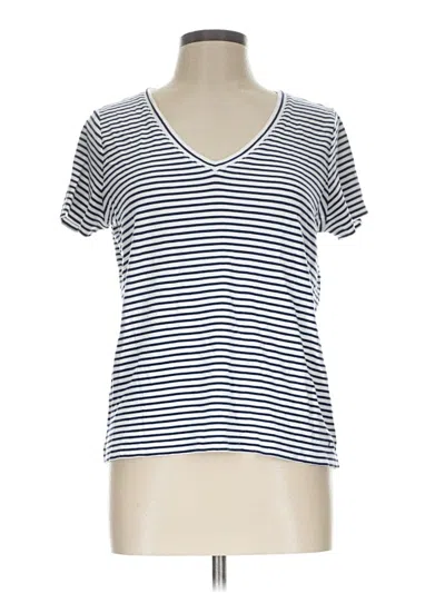 Pre-owned Vineyard Vines Short Sleeve Top Gray Stripes Pattern Scoop Neck Tops