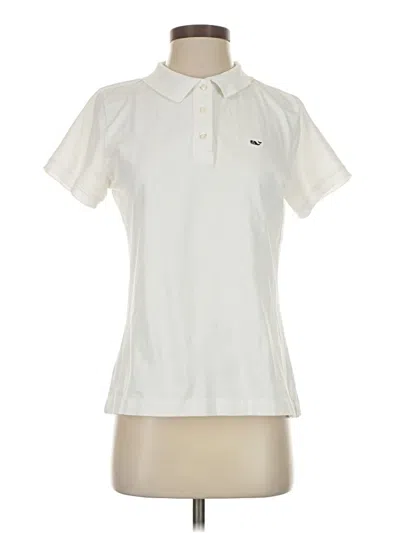 Pre-owned Vineyard Vines Short Sleeve Top Ivory Collared Neckline Tops In White