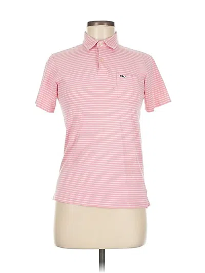 Pre-owned Vineyard Vines Short Sleeve Top Pink Collared Neckline Tops