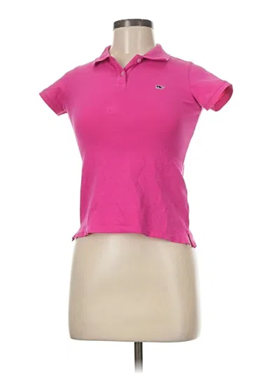 Pre-owned Vineyard Vines Short Sleeve Top Pink Collared Neckline Tops