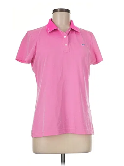 Pre-owned Vineyard Vines Short Sleeve Top Pink Collared Neckline Tops