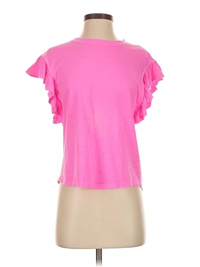 Pre-owned Vineyard Vines Short Sleeve Top Pink Ruffles Neckline Tops