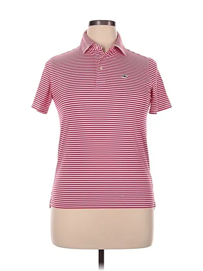 Pre-owned Vineyard Vines Short Sleeve Top Red Collared Neckline Tops