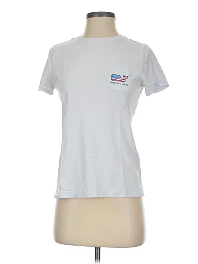 Pre-owned Vineyard Vines Short Sleeve Top Silver Crew Neck Tops