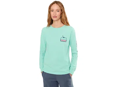 Vineyard Vines Ski Lift Logo Box Long Sleeve T-shirts In Green