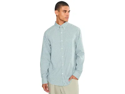 Vineyard Vines Skysail Gingham Performance Cotton Shirt Men's Clothing Olive Dusk: Sm, Cotton/nylon/spandex In Blue