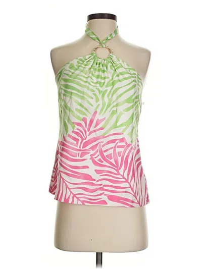 Pre-owned Vineyard Vines Sleeveless Silk Top Pink Halter Neckline Tops