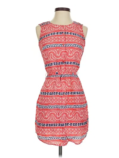 Pre-owned Vineyard Vines Sleeveless Silk Top Red Strapless Neckline Tops