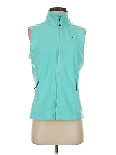 Pre-owned Vineyard Vines Sleeveless Top Teal High Neck Tops In Blue
