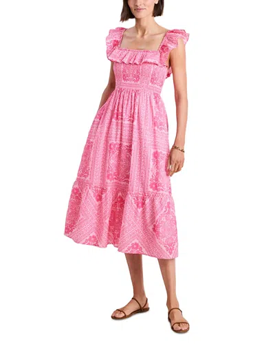 Vineyard Vines Smocked Ruffle Dress In Cora Tile Sp/f