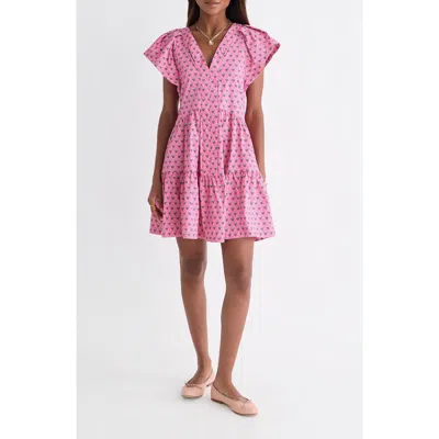 Vineyard Vines Sophie Mixed Print Harbor Dress In Pink