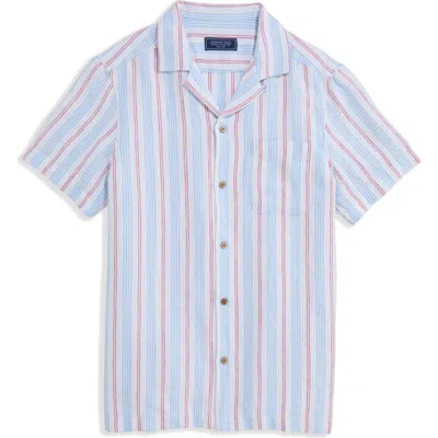 Vineyard Vines Sparkler Stripe Textured Camp Shirt In Blue