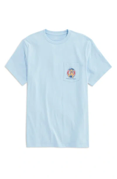 Vineyard Vines Ss Dog Life Cotton Graphic Pocket T-shirt In Jake Blue