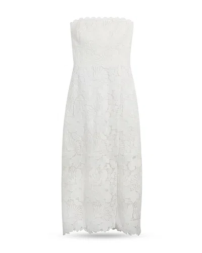 Vineyard Vines Strapless Lace Dress In White Cap
