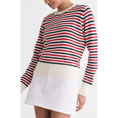 Vineyard Vines Stripe Cotton Roll Neck Sweater In Multi