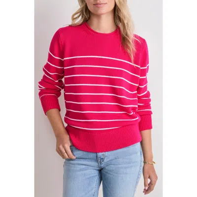 Vineyard Vines Stripe Cotton Roll Neck Sweater In Pink