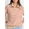 Vineyard Vines Stripe Half Button Sweater In Brown