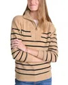 Vineyard Vines Stripe Merino Wool Blend Half Zip Sweater In Brown