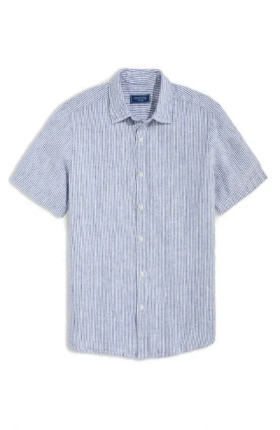 Vineyard Vines Stripe Linen Short Sleeve Button-up Shirt In C896 Nauti