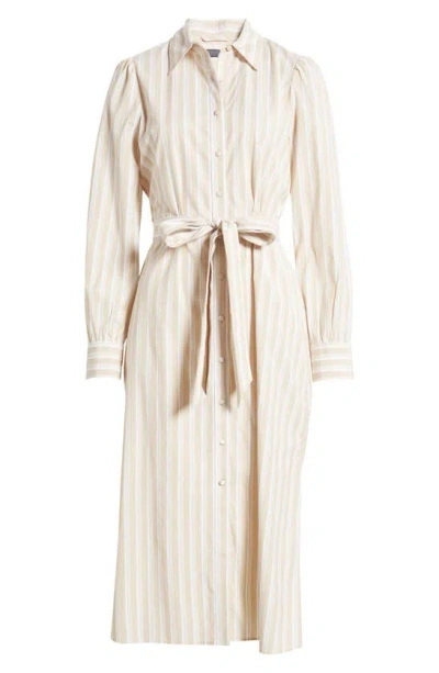 Vineyard Vines Stripe Long Sleeve Stretch Cotton Twill Shirtdress In Compo Stripe Sand