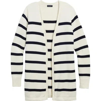 Vineyard Vines Stripe Open Front Cotton Cardigan In White