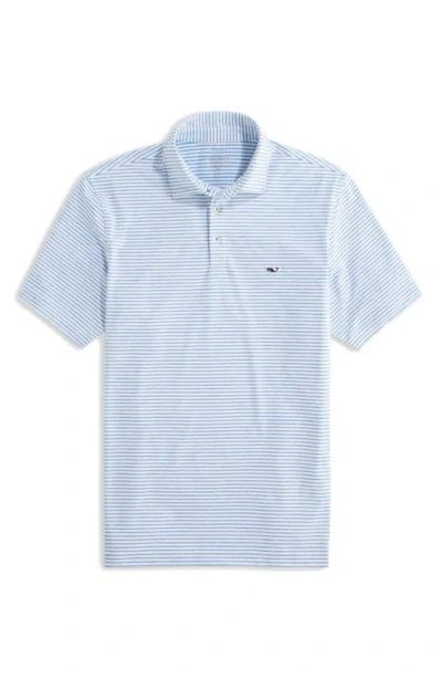 Vineyard Vines Stripe Sankaty Short Sleeve Performance Polo In Blue
